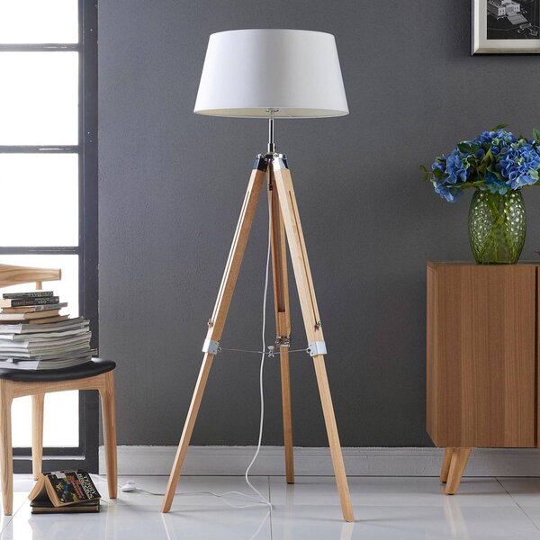 Lampa stojąca Katie Lindby, biały / opal, salon / jadalnia, drewno, skandynawski