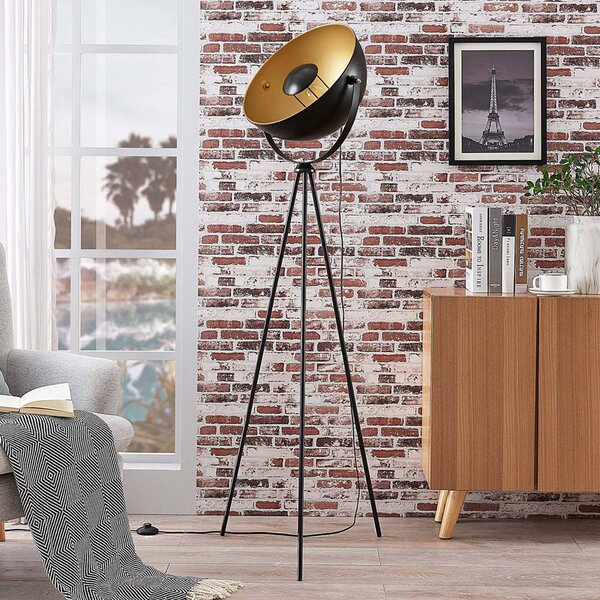 Lampa stojąca Meline Lindby, czarny, salon / jadalnia, metal, nowoczesny