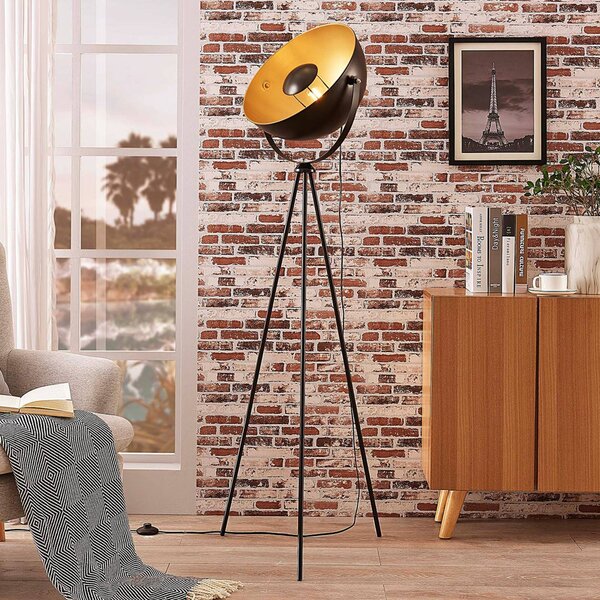 Lampa stojąca Meline Lindby, czarny, salon / jadalnia, metal, nowoczesny