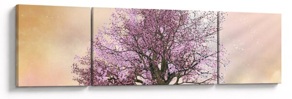Obraz kwitnącego drzewa na szczycie wzgórza (170x50 cm)