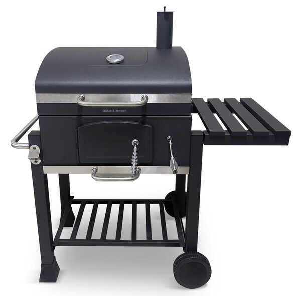 Grill ogrodowy węglowy GÖTZE & JENSEN GG710 z kominem, żeliwny ruszt, termometr, kółka