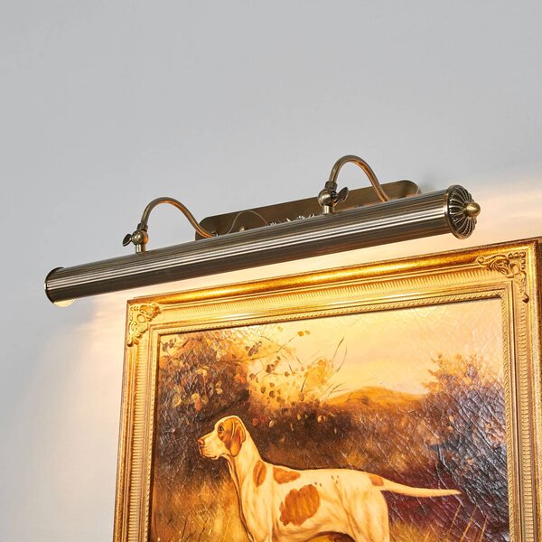 Lampa ścienna z obrazem Lindby Joely, 73 cm, mosiądz, metal, E14 Joely Lindby, możliwość ściemniania, brązowy / mosiężny, salon / jadalnia, metal, antyczny