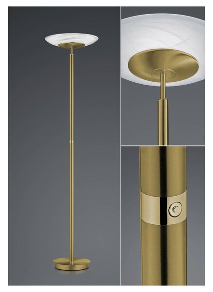 HELL Lampa stojąca LED Findus, możliwość ściemniania, brązowy / mosiężny, salon / jadalnia, metal, nowoczesny