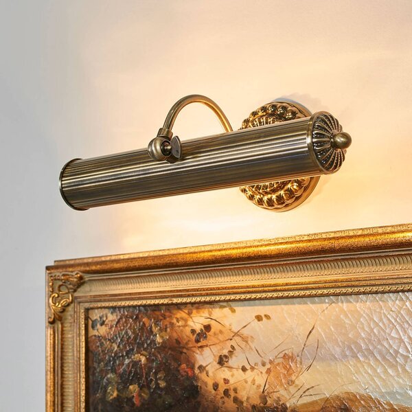Lampa ścienna z obrazem Lindby Joely, 37 cm, mosiądz, metal, E14 Joely Lindby, możliwość ściemniania, brązowy / mosiężny, salon / jadalnia, metal, antyczny