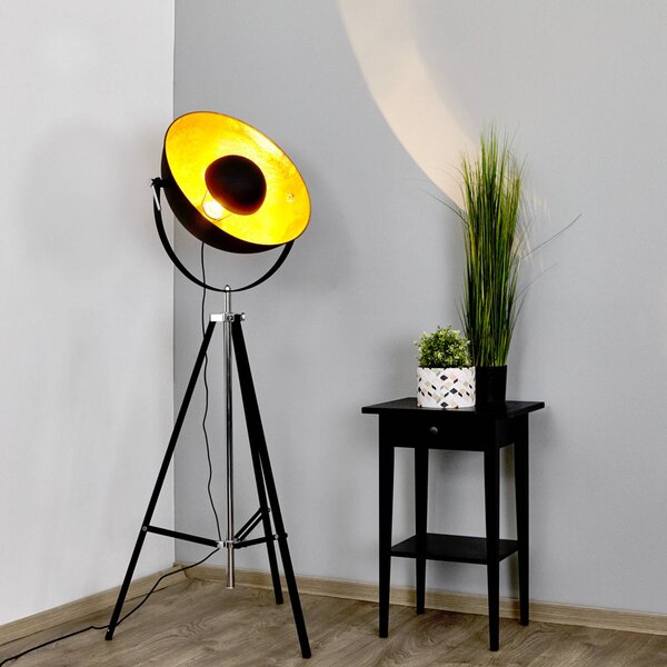 Lampa stojąca Mineva Lindby, czarny, salon / jadalnia, metal, nowoczesny