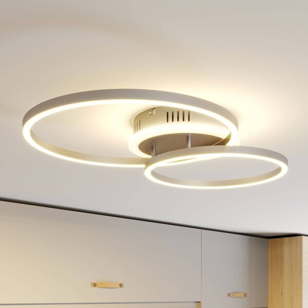 Inteligentna lampa sufitowa Edica Lindby, możliwość ściemniania, aluminiowy / szary / cynkowy, salon / jadalnia, aluminium, nowoczesny