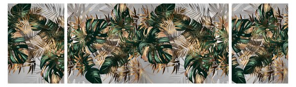Obraz - Złoto - zielone tropikalne liście (170x50 cm)