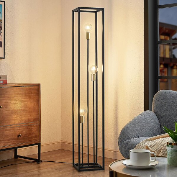 Lampa stojąca Tiliane Lindby, czarny, salon / jadalnia, metal, nowoczesny
