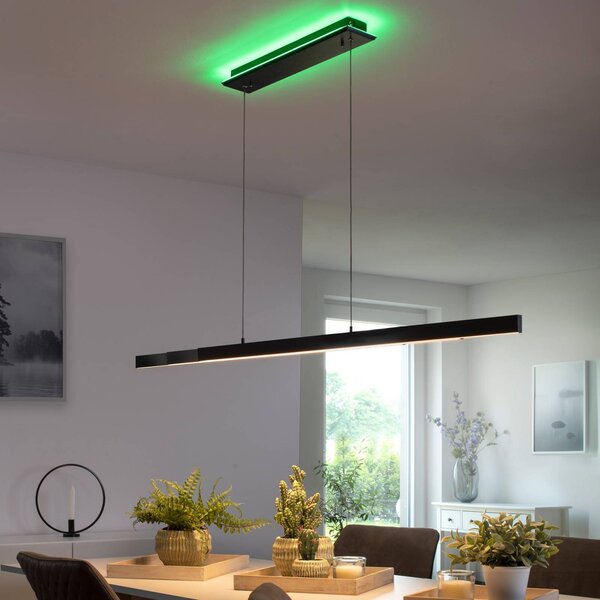 Q-Smart-Home Inteligentna lampa wisząca Q-Arian, możliwość ściemniania, czarny, salon / jadalnia, metal, nowoczesny