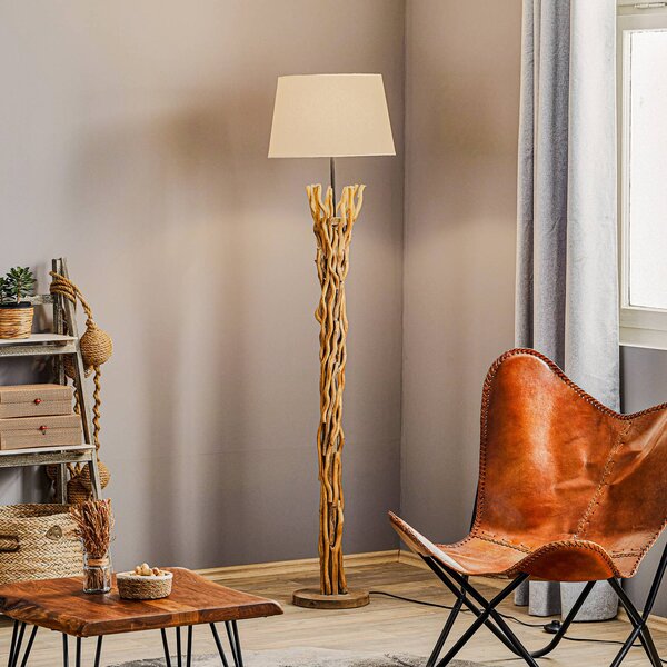 ONLI Lampa stojąca Agar, kremowy / amber, salon / jadalnia, tkanina / materiał / jedwab