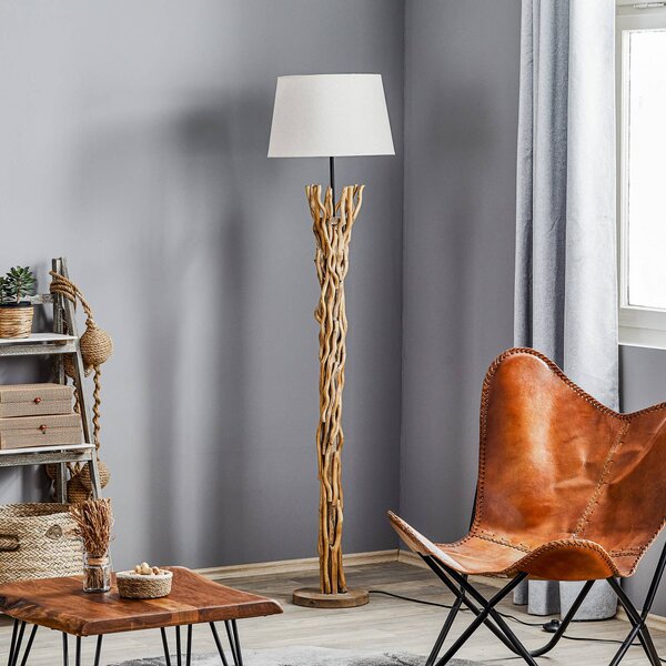 ONLI Lampa stojąca Agar, kremowy / amber, salon / jadalnia, tkanina / materiał / jedwab