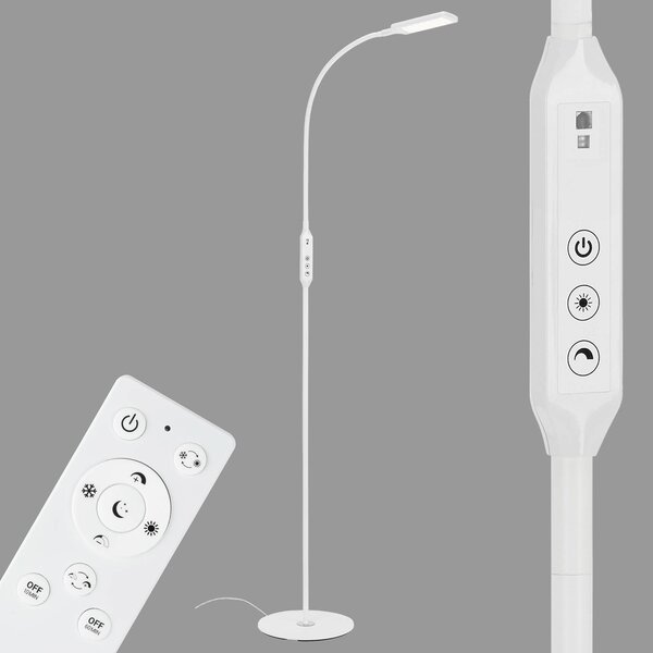 Briloner Lampa stojąca LED Office Remote, pilot, biała