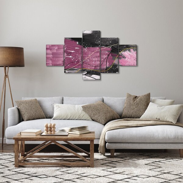 Obraz - Różowo - czarna abstrakcja (125x70 cm)