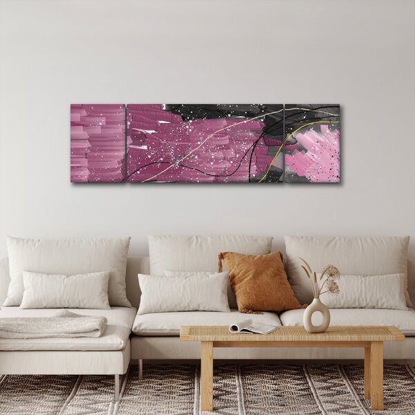 Obraz - Różowo - czarna abstrakcja (170x50 cm)
