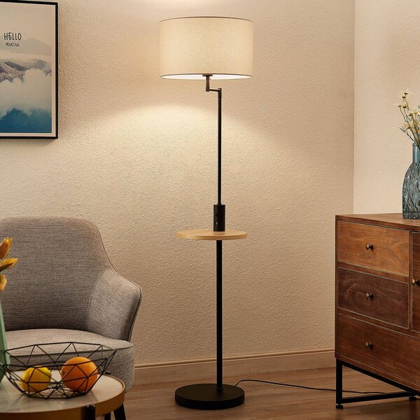 Lampa stojąca Zinia Lindby, czarny, salon / jadalnia, metal, nowoczesny