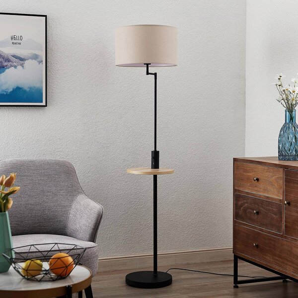 Lampa stojąca Zinia Lindby, czarny, salon / jadalnia, metal, nowoczesny