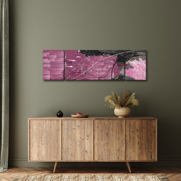 Obraz - Różowo - czarna abstrakcja (170x50 cm)