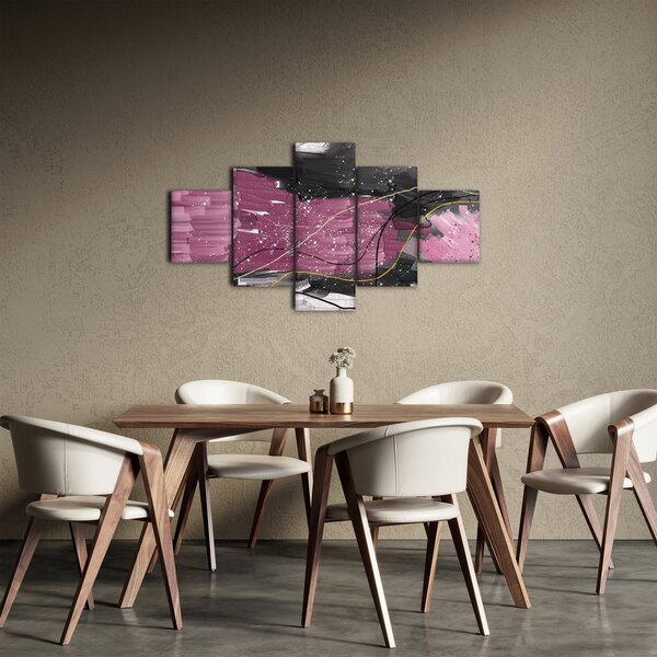 Obraz - Różowo - czarna abstrakcja (125x70 cm)