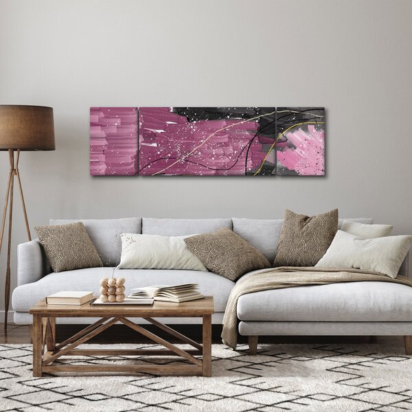 Obraz - Różowo - czarna abstrakcja (170x50 cm)