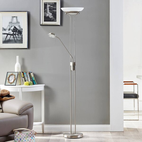 Lampa stojąca LED Yveta Lindby, możliwość ściemniania, aluminiowy / szary / cynkowy, salon / jadalnia, metal, nowoczesny