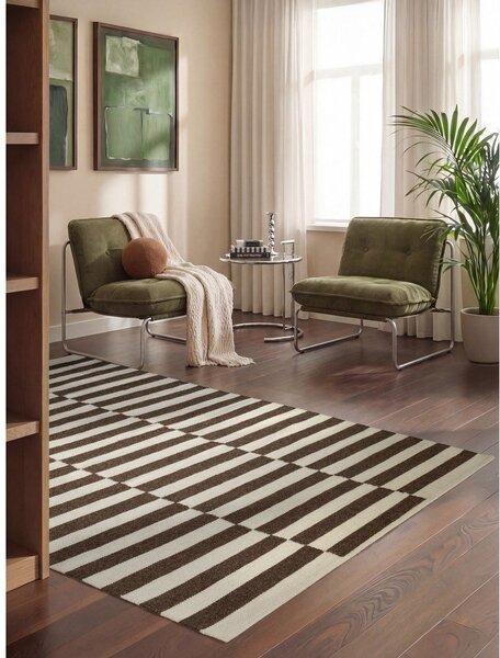 Biały/brązowy wełniany dywan dwustronny/tkany ręcznie 120x180 cm Vika – Hanse Home