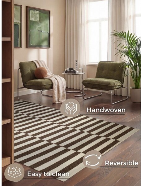 Biały/brązowy wełniany dywan dwustronny/tkany ręcznie 120x180 cm Vika – Hanse Home