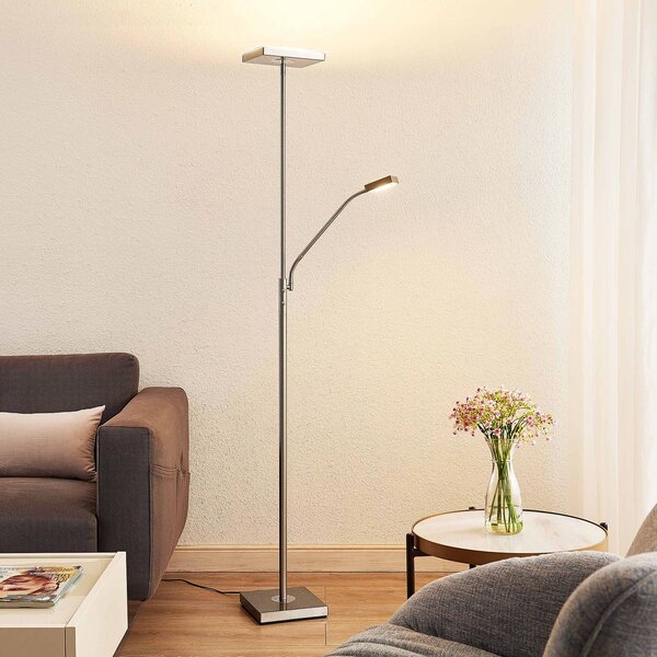 Lampa stojąca LED Sumani Lindby, możliwość ściemniania, aluminiowy / szary / cynkowy, salon / jadalnia, metal, nowoczesny