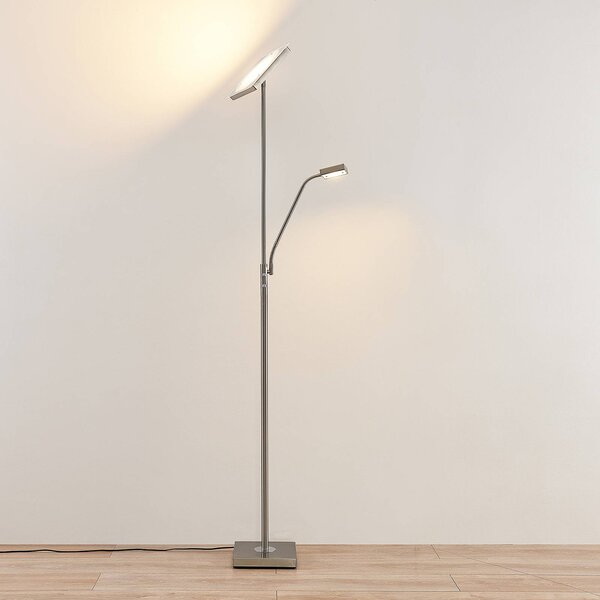 Lampa stojąca LED Sumani Lindby, możliwość ściemniania, aluminiowy / szary / cynkowy, salon / jadalnia, metal, nowoczesny