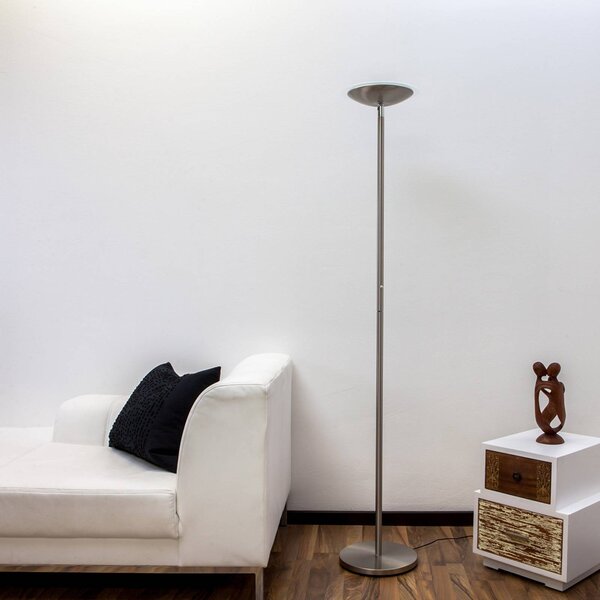 Lampa stojąca LED MALEA Lindby, możliwość ściemniania, aluminiowy / szary / cynkowy, salon / jadalnia, metal, nowoczesny