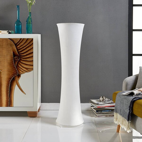 Lampa stojąca Liana Lindby, biały / opal, salon / jadalnia, tkanina / materiał / jedwab, nowoczesny
