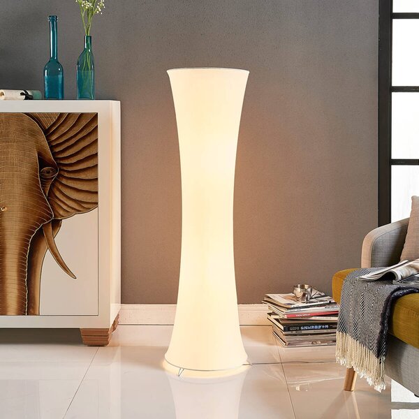 Lampa stojąca Liana Lindby, biały / opal, salon / jadalnia, tkanina / materiał / jedwab, nowoczesny