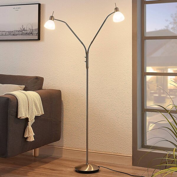 Lampa stojąca Gwendolin Lindby, aluminiowy / szary / cynkowy, salon / jadalnia, metal, nowoczesny