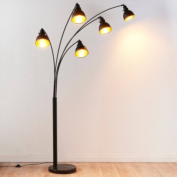 Lampa łukowa - lampa stojąca Lira Lindby, czarny, salon / jadalnia, metal, nowoczesny