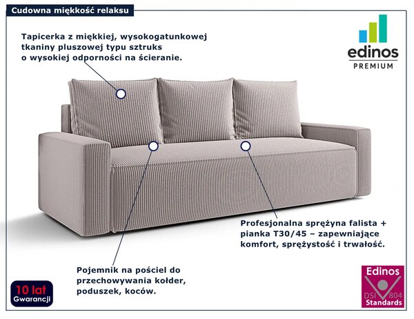Jasnobeżowa sofa rozkładana z pojemnikiem E2-S88