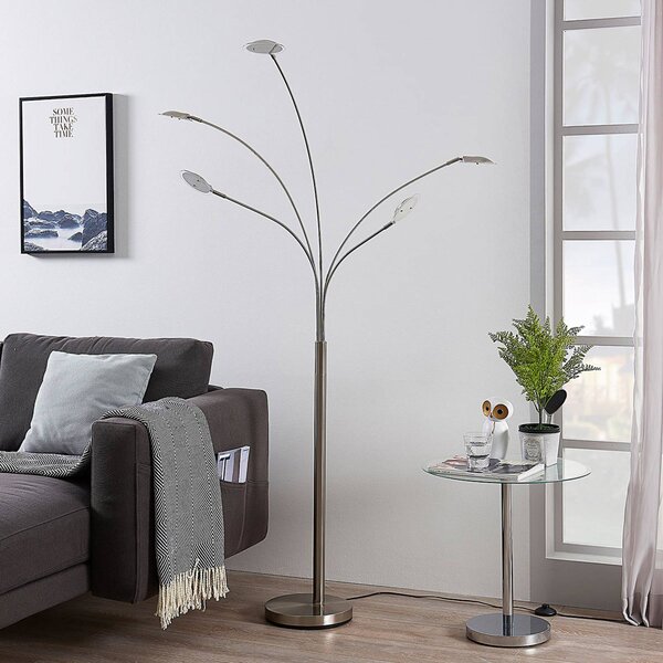 Lampa stojąca LED Anea Lindby, aluminiowy / szary / cynkowy, salon / jadalnia, metal, nowoczesny
