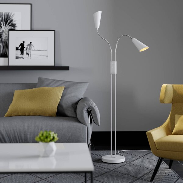 Lampa stojąca Medira Lucande, biały / opal, salon / jadalnia, metal, nowoczesny