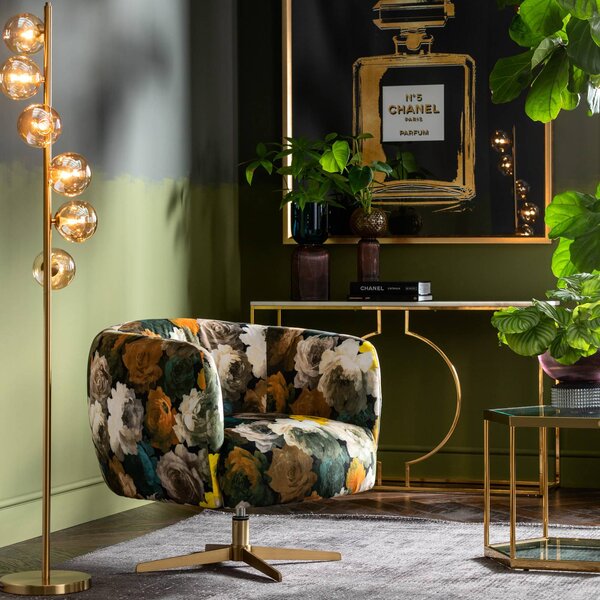 KARE Lampa stojąca designerska Scala Balls, mosiężny / złoty, salon / jadalnia, design