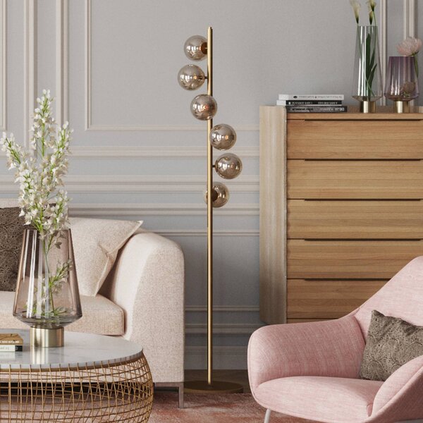 KARE Lampa stojąca designerska Scala Balls, mosiężny / złoty, salon / jadalnia, design