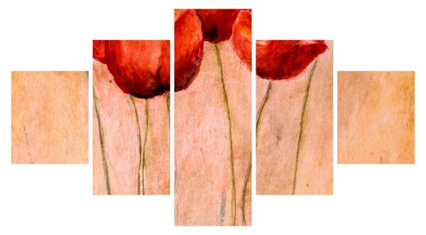 Obraz - Czerwone tulipany (125x70 cm)