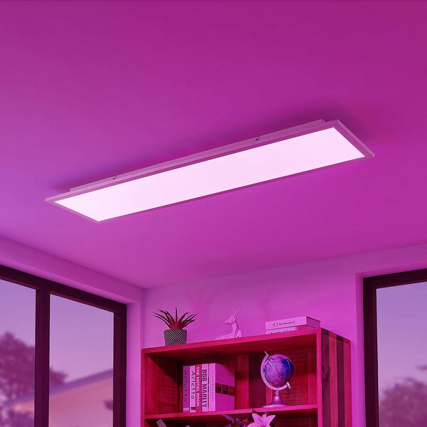 Inteligentna lampa sufitowa Kjetil Lindby, możliwość ściemniania, aluminiowy / szary / cynkowy, biuro, aluminium, nowoczesny