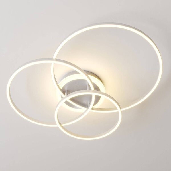 Inteligentna lampa sufitowa Tula Lindby, możliwość ściemniania, aluminiowy / szary / cynkowy, salon / jadalnia, aluminium, nowoczesny