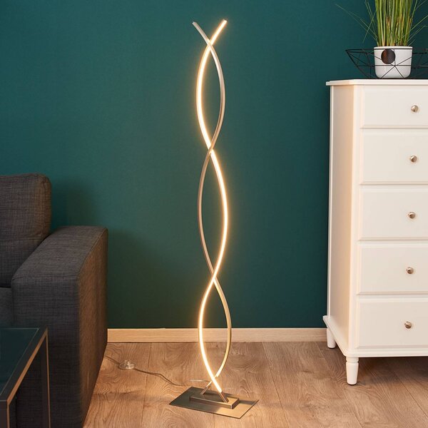 Lampa stojąca LED Bobi Lindby, aluminiowy / szary / cynkowy, salon / jadalnia, aluminium, nowoczesny
