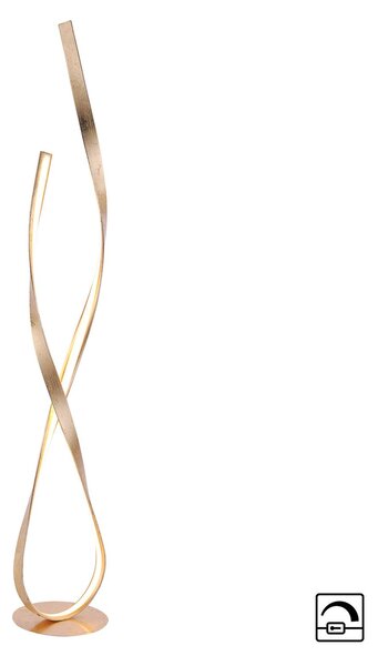 Paul Neuhaus Lampa stojąca LED Linda, możliwość ściemniania, mosiężny / złoty, salon / jadalnia, metal