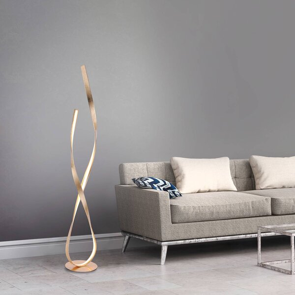 Paul Neuhaus Lampa stojąca LED Linda, możliwość ściemniania, mosiężny / złoty, salon / jadalnia, metal
