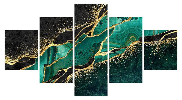Obraz - Marmurki olejno-złote (125x70 cm)