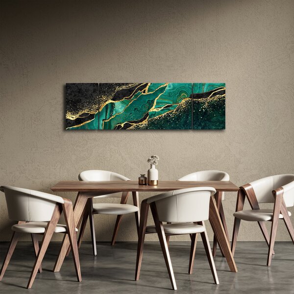 Obraz - Marmurki olejno-złote (170x50 cm)