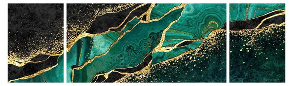 Obraz - Marmurki olejno-złote (170x50 cm)
