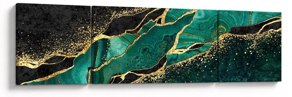 Obraz - Marmurki olejno-złote (170x50 cm)