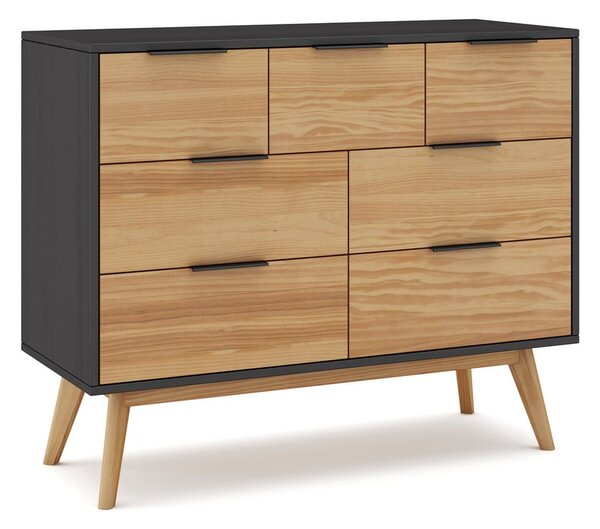 Czarno-naturalna niska komoda z drewna sosnowego 120x83 cm Lavis – Marckeric