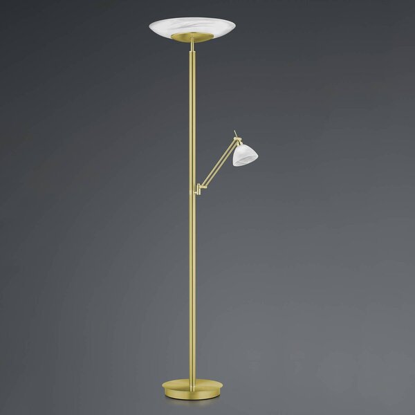HELL Lampa stojąca LED Findus, możliwość ściemniania, mosiężny / złoty, salon / jadalnia, metal, nowoczesny